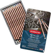 Derwent Colored Pencils, Drawing, Art, Metal Tin, Metallic, 12 Count - Al Masam Stationery LLC
